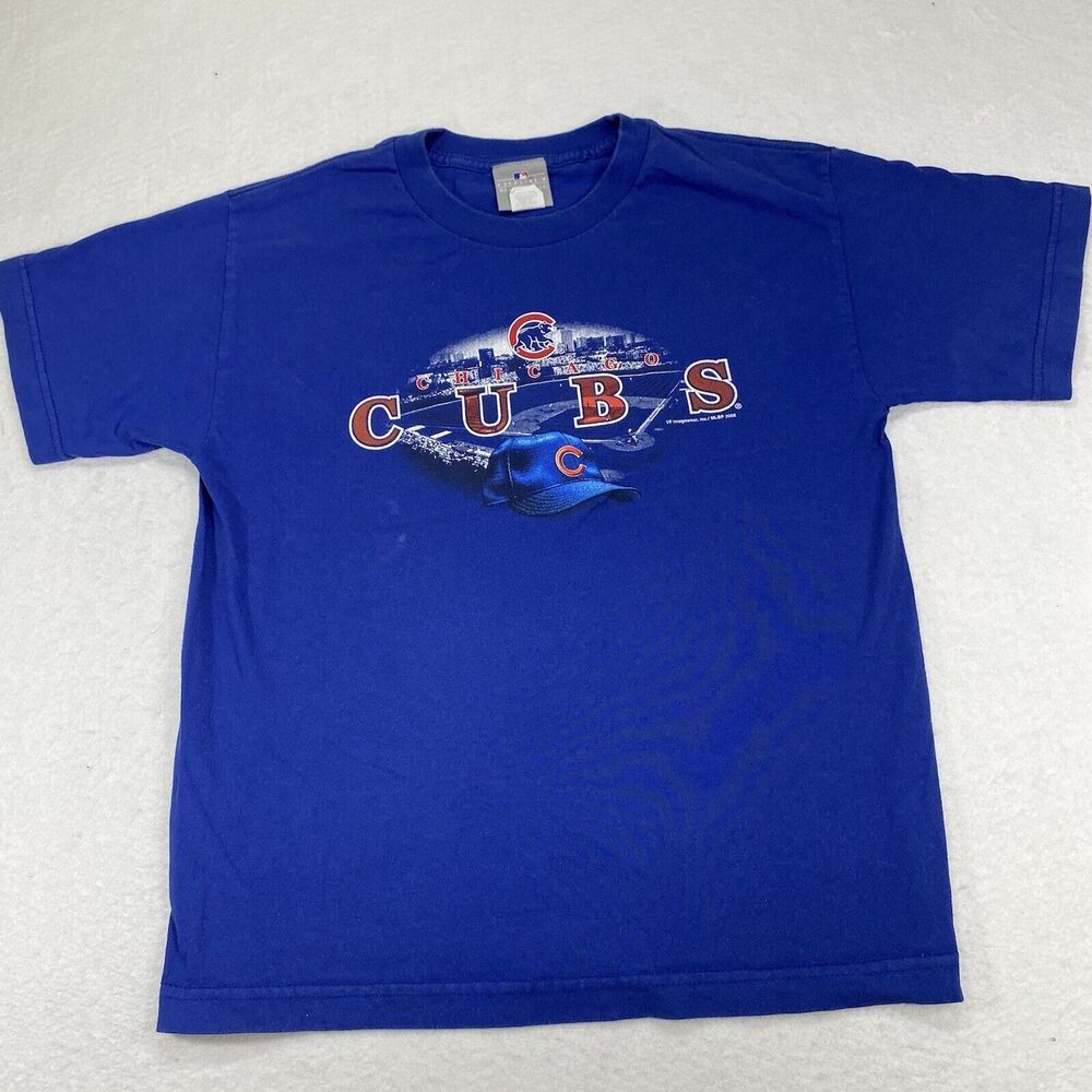 MLB Chicago Cubs Women's Large Short Sleeve Blue Baseball Logo Graphic T Shirt